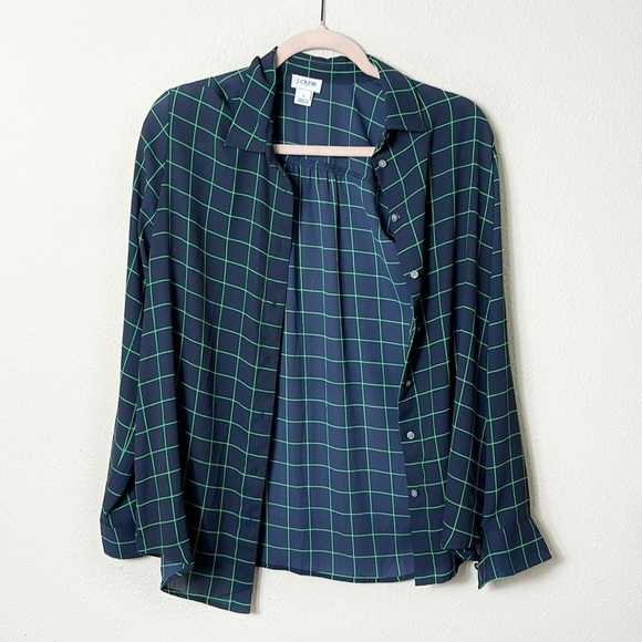 J. Crew Plaid Blue Green Button Down Shirt size small - Picture 2 of 9